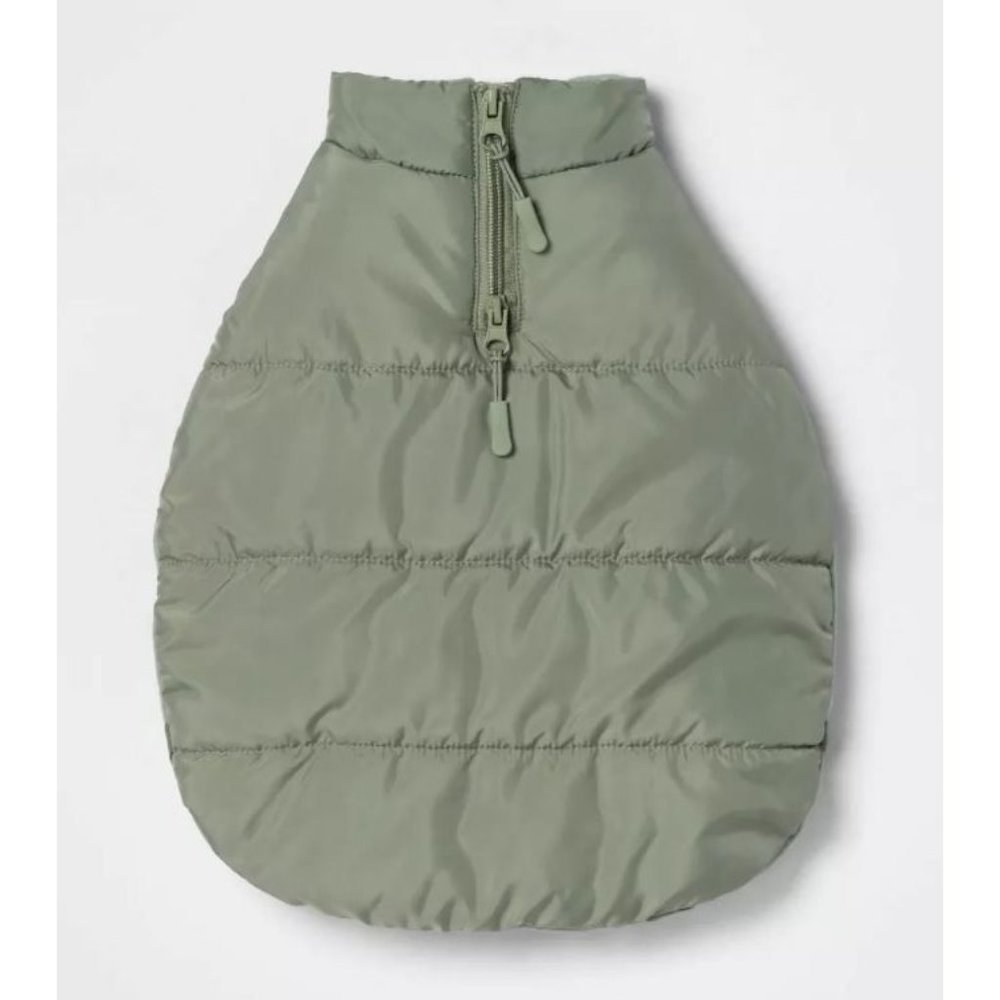 Dog and Cat Puffer Jacket with Buckle - Green - Boots & Barkley™ in XS